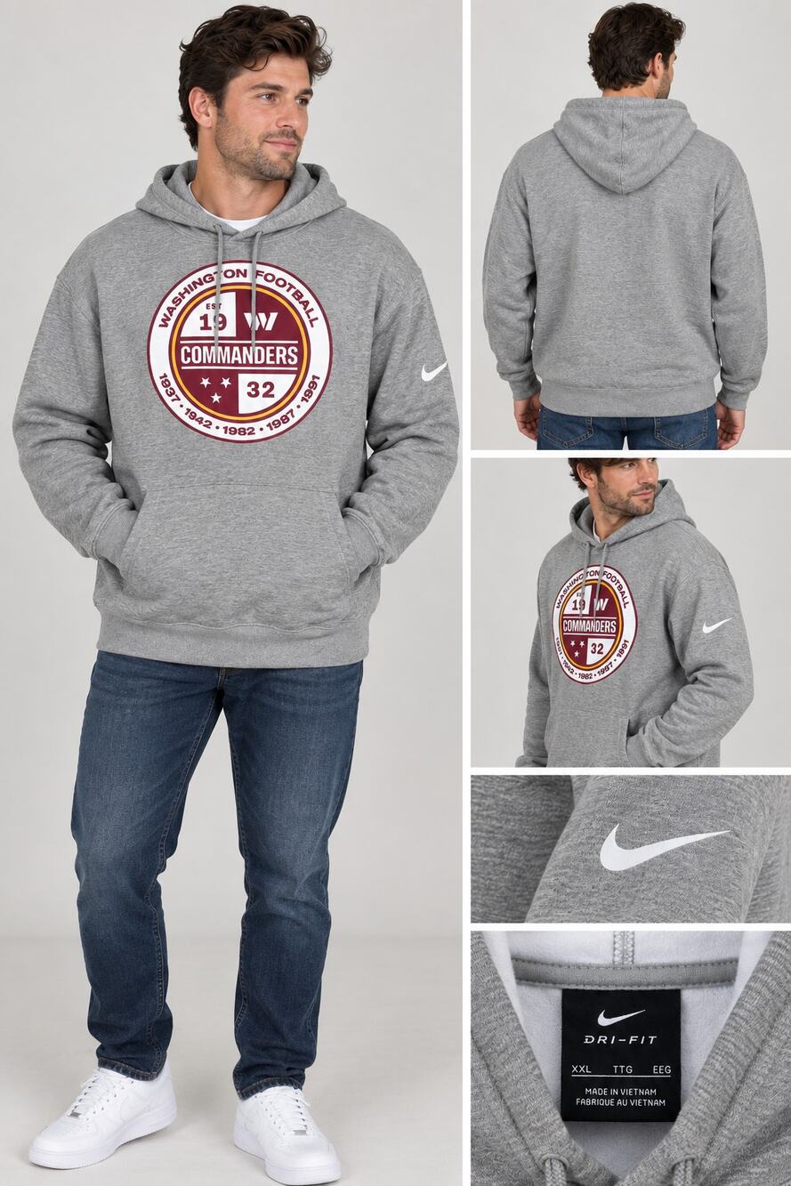 Nike Washington Commanders Dri-FIT Gray Pullover Hoodie Men’s XXL NWOT